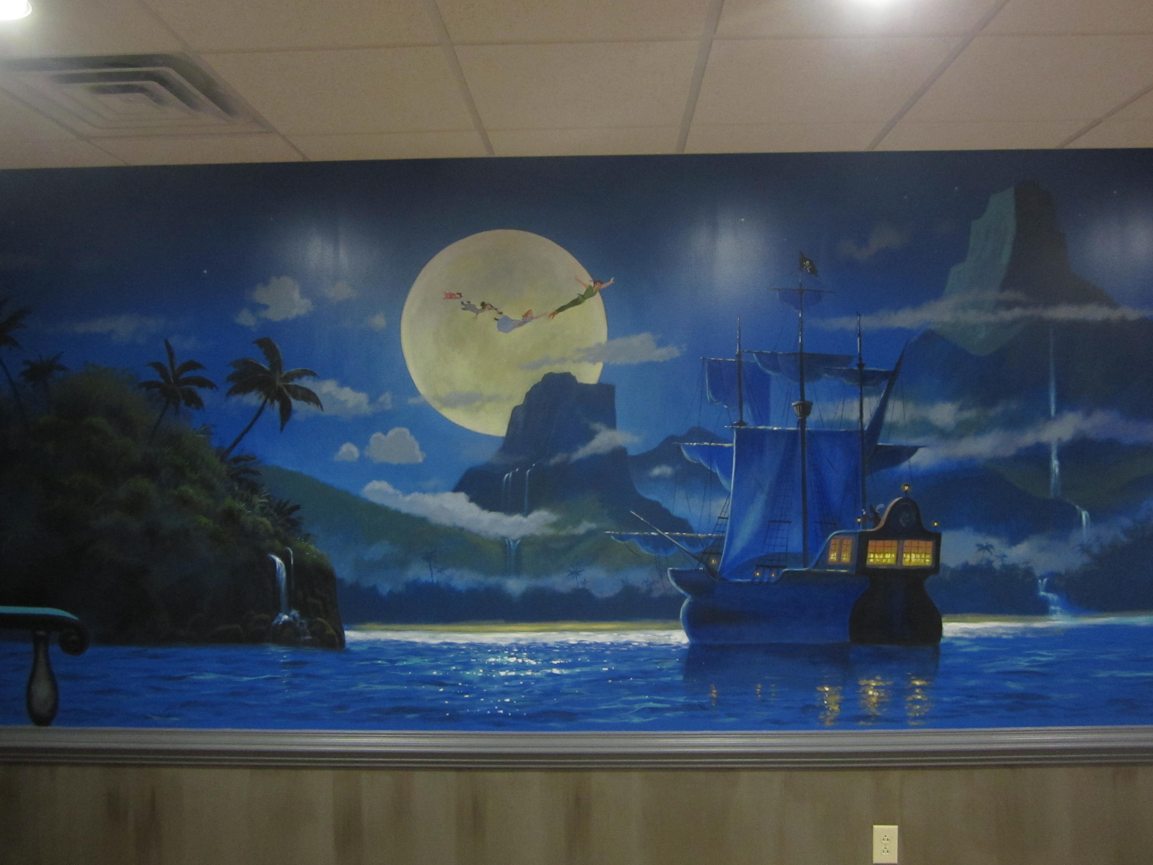 peter pan captain hook mural