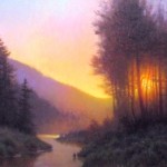 original acrylic painting of Appalachian Mountain sunset with creek by North Carolina artist, Jeremy Sams