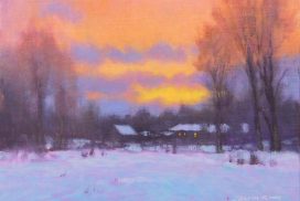 sunrise snow painting by North Carolina artist, Jeremy Sams