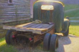 painting of old truck with sunlight in Valle Crucis North Carolina by North Carolina artist Jeremy Sams