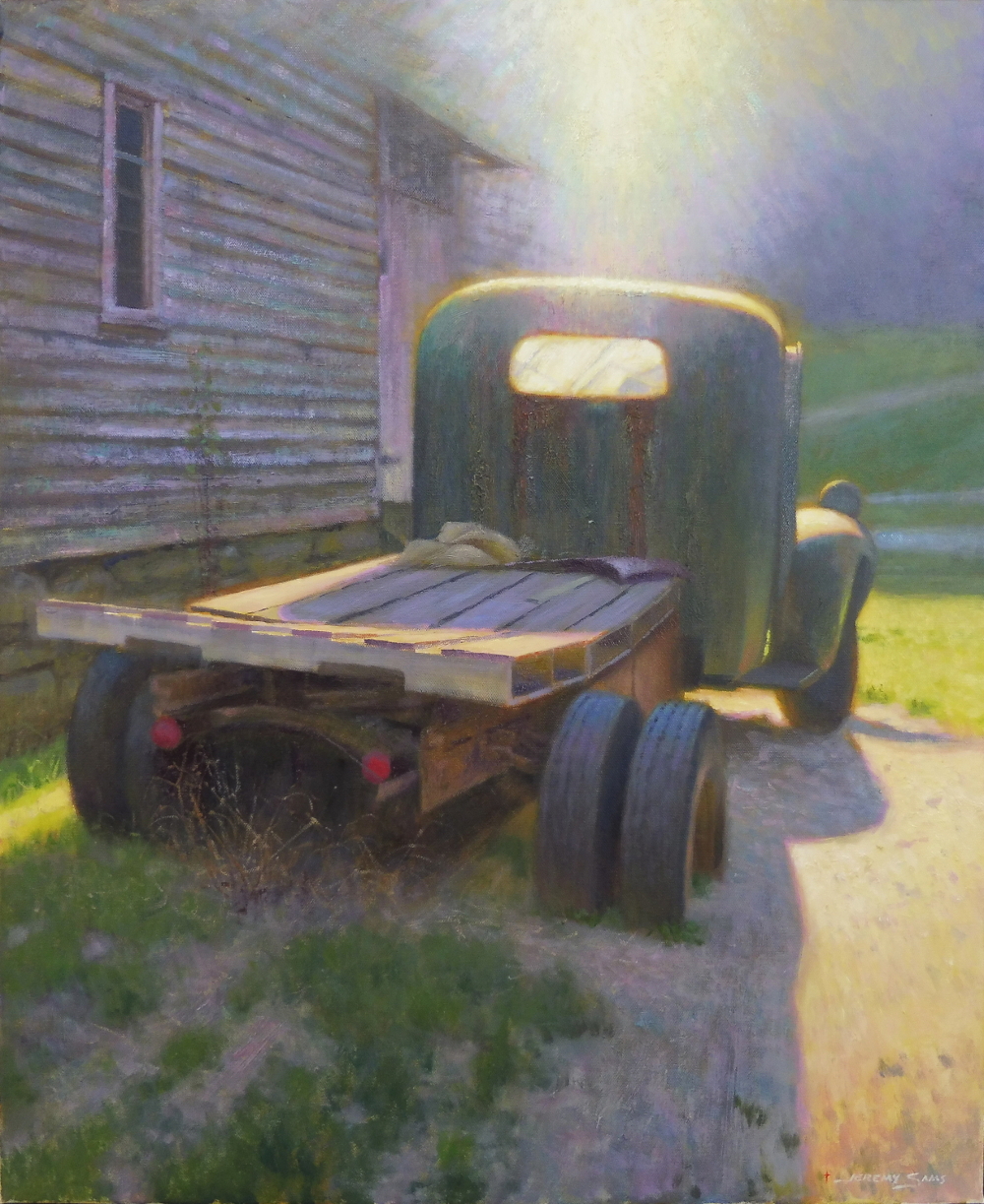 painting of old truck with sunlight in Valle Crucis North Carolina by North Carolina artist Jeremy Sams