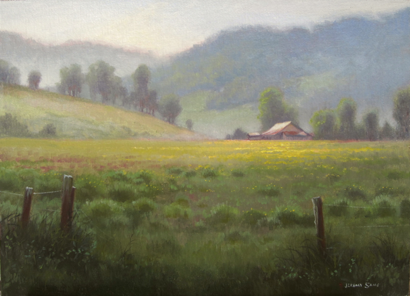 plein air meadow mountains in Burnsville, NC