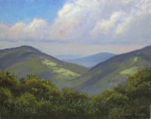 Plein air painting of a view looking south on Elk Knob, NC by North Carolina artist, Jeremy Sams