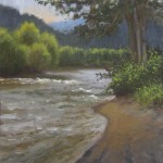 plein air painting of the New River at Todd, NC