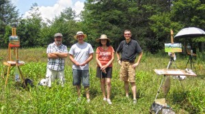 Bernie Rosage Jr., Jeremy Sams, Brenda Behr, and Scott Boyle at the Sweetgrass Paintout