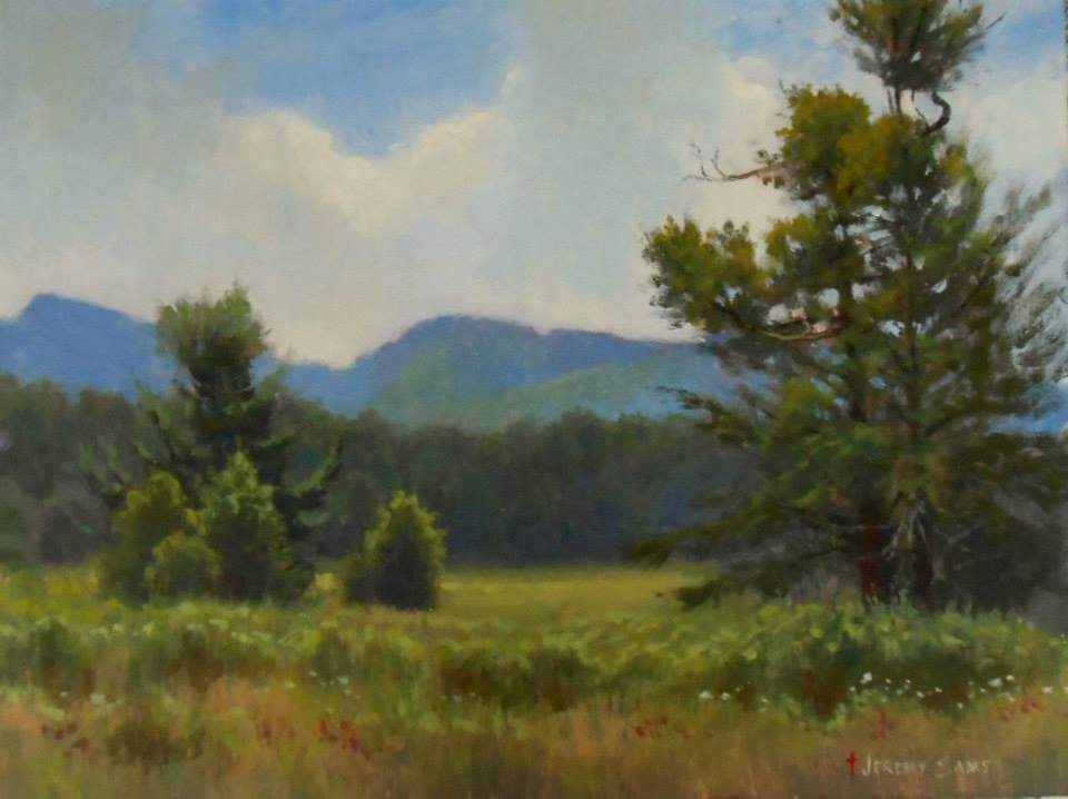 plein air painting of Sweetgrass meadows near Blowing Rock, NC by North Carolina artist, Jeremy Sams.