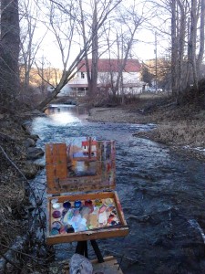 plein air painting of Mast General Store, Valle Crucis, NC by North Carolina artist, Jeremy Sams