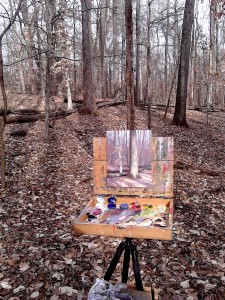 Painting en plein air in the woods of Archdale, NC