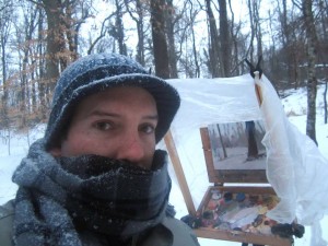 Jeremy Sams plein air in snow