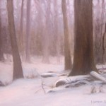 Snowfall in the Forest 8x10 acrylic en plein air