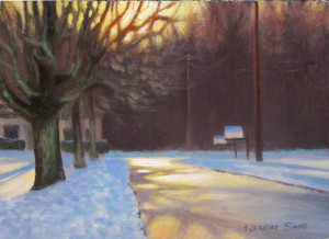 Evening Light on Hattie St. 6x8 acrylic en plein air