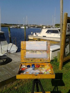 Boats in the old yacht harbor at Southport