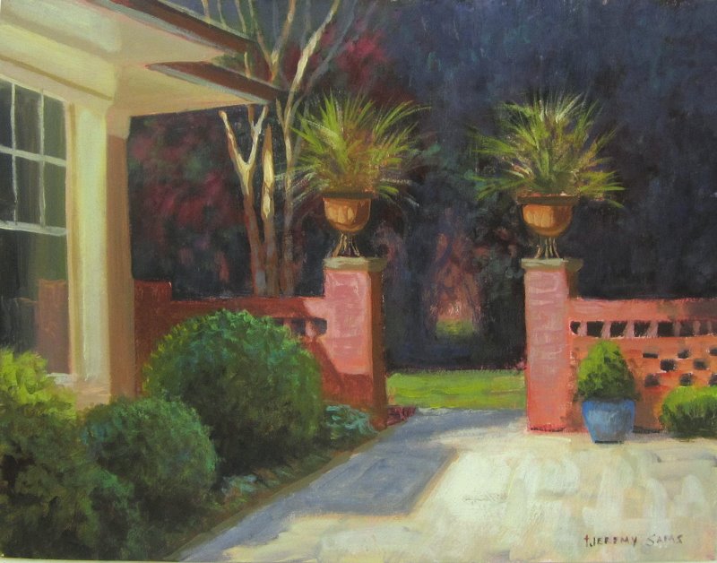 Charlotte garden tour plein air painting queens rd. by North Carolina artist, Jeremy Sams