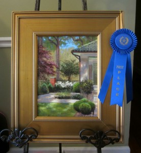 1 st place Charlotte garden tour plein air painting queens rd. by North Carolina artist, Jeremy Sams