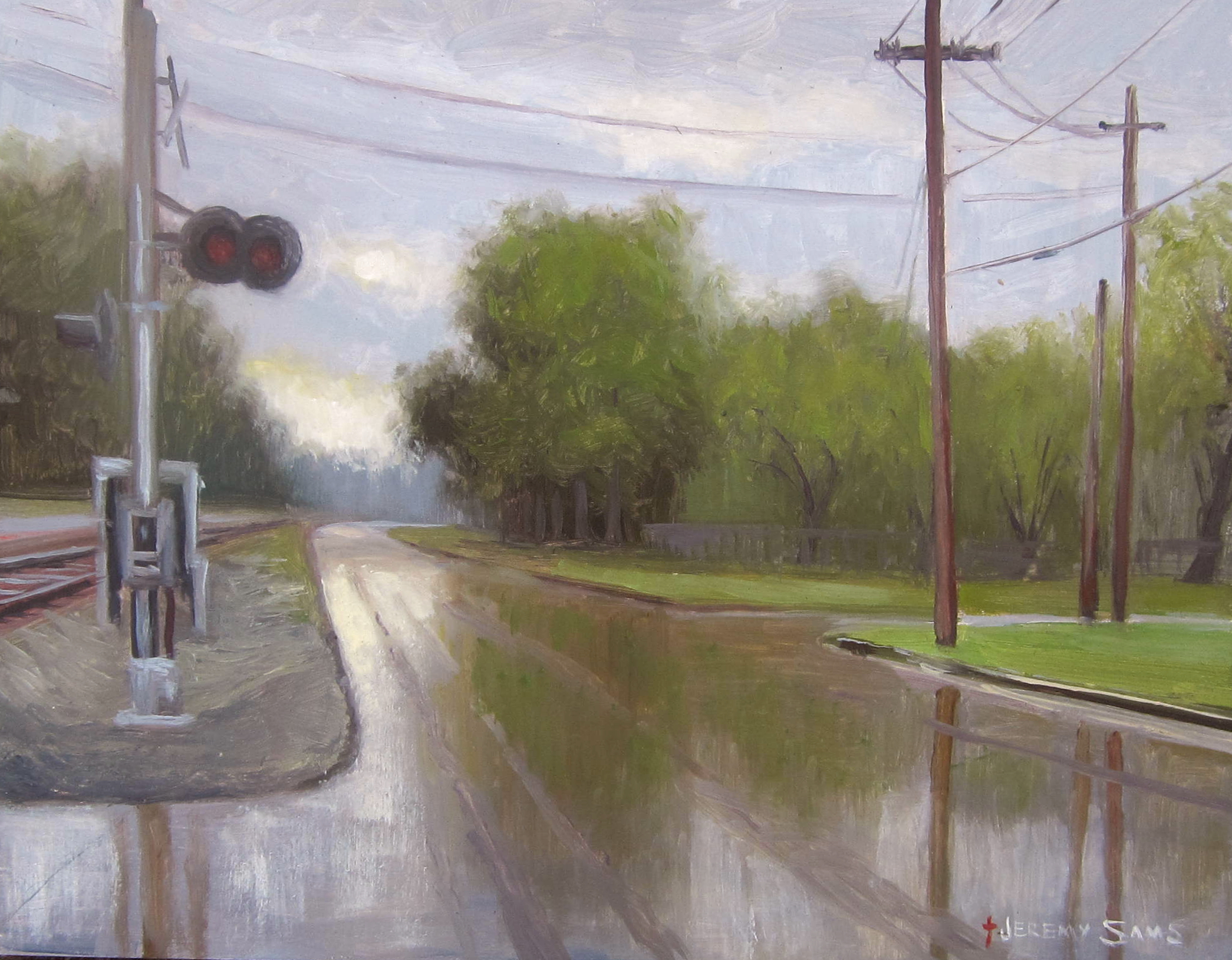 April Showers plein air painting in Kinston by North Carolina artist Jeremy Sams