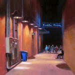 Boiler Room competition winner plein air painting at night in Kinston by North Carolina artist Jeremy Sams