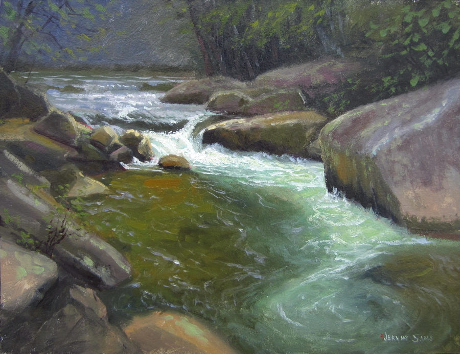 Cane River plein air painting by North Carolina artist Jeremy Sams