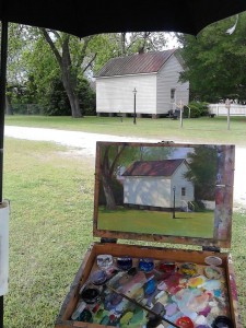 plein air painting in Kinston by North Carolina artist Jeremy Sams