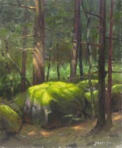 plein air painting of  red spruce forest on Roan Mountain by North Carolina artist Jeremy Sams