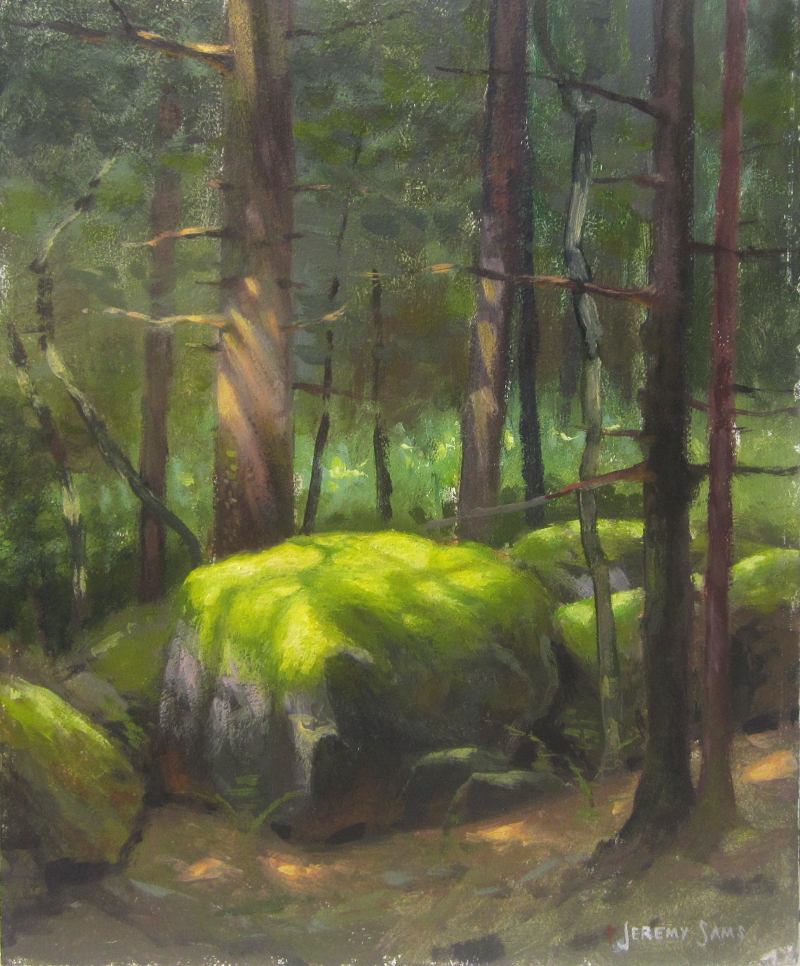 plein air painting of red spruce forest on Roan Mountain by North Carolina artist Jeremy Sams