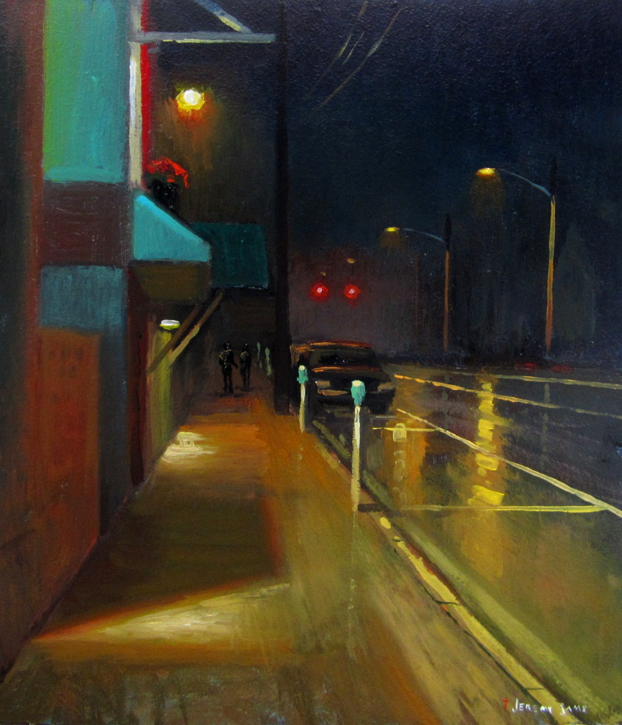 nocturne plein air painting of King Street in Boone NC, by North Carolina artist Jeremy Sams