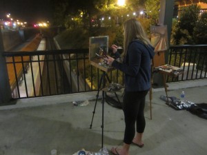 HPU student Alicia Miller painting a nocturne