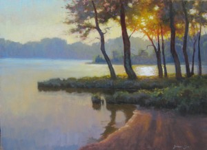 High Point city lake painted in the morning en plein air