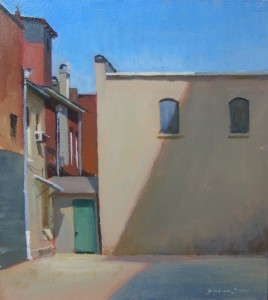 plein air painting of parking lot alley door Piedmont Paintout High Point NC by North Carolina artist Jeremy Sams