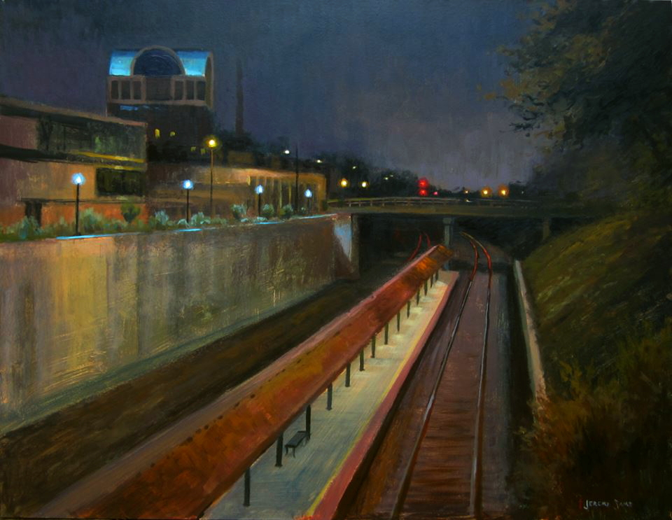 Viewers Choice award for plein air painting of High Point Train Depot nocturne by North Carolina artist Jeremy Sams