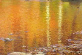 painting of the Oconaluftee River in Cherokee, North Carolina