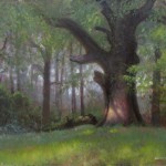 old oak tree plein air painting by North Carolina artist Jeremy Sams