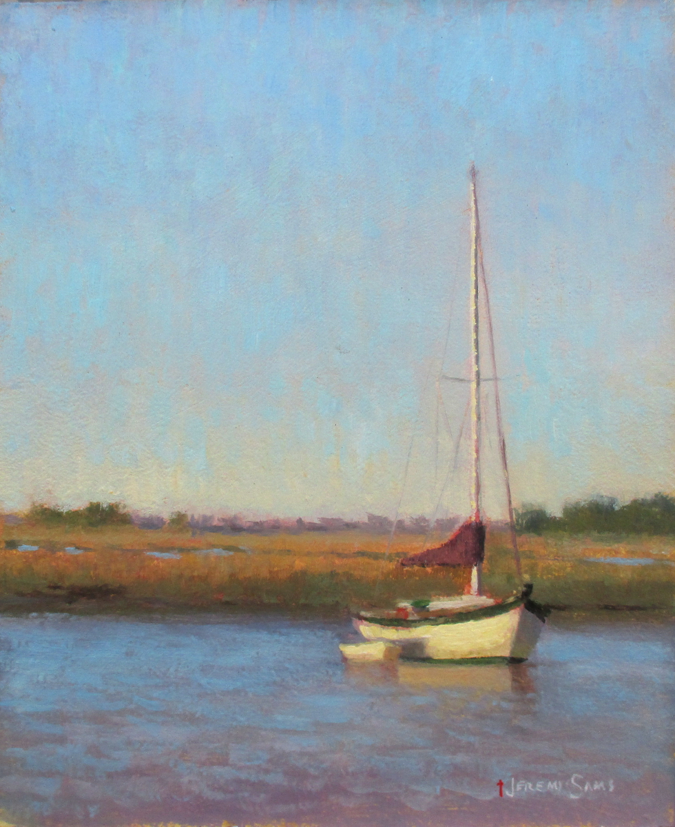 yacht basin boat plein air painting by North Carolina artist Jeremy Sams