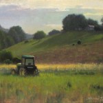 plein air painting of tractor and mountains by North Carolina artist Jeremy Sams