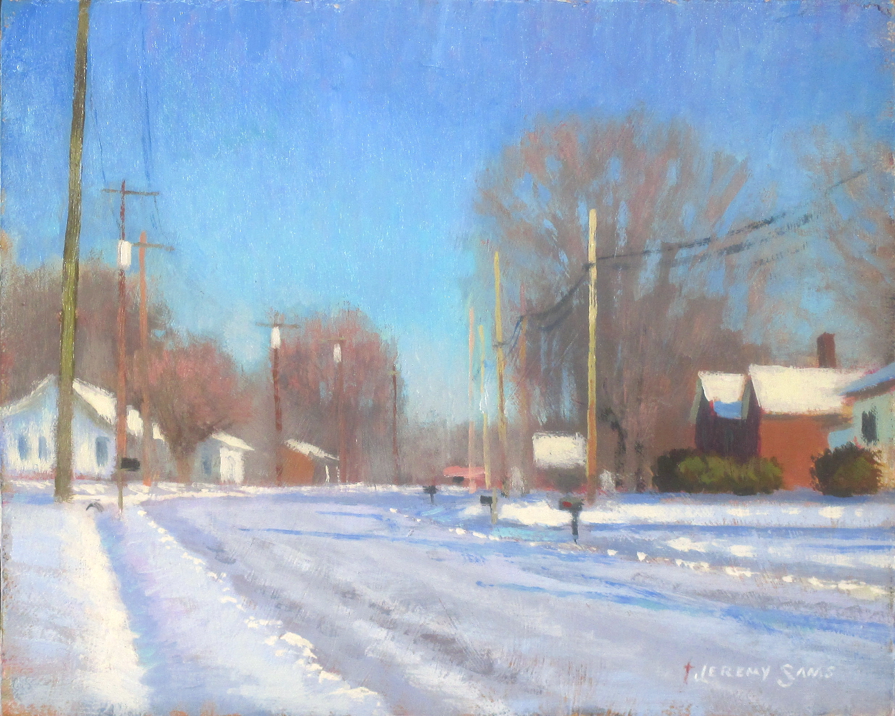 plein air painting of snow landscape by North Carolina artist Jeremy Sams
