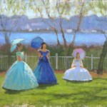 plein air painting in Wilmington, NC of azalea belles at Carolina Beach garden club tour by North Carolina artist Jeremy Sams