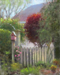 plein air painting in Wilmington, NC of garden club tour by North Carolina artist Jeremy Sams