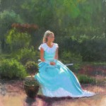 plein air portrait painting in Wilmington, NC of garden club tour by North Carolina artist Jeremy Sams