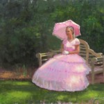 plein air portrait painting in Wilmington, NC of garden club tour by North Carolina artist Jeremy Sams