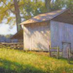 plein air painting of tobacco barn wilkes county by North Carolina artist Jeremy Sams