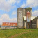 plein air painting of barn and siloh in Virginia by North Carolina artist Jeremy Sams