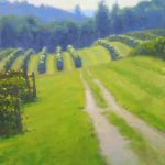 plein air painting of vineyard at Chateau Morrisette by North Carolina artist Jeremy Sams