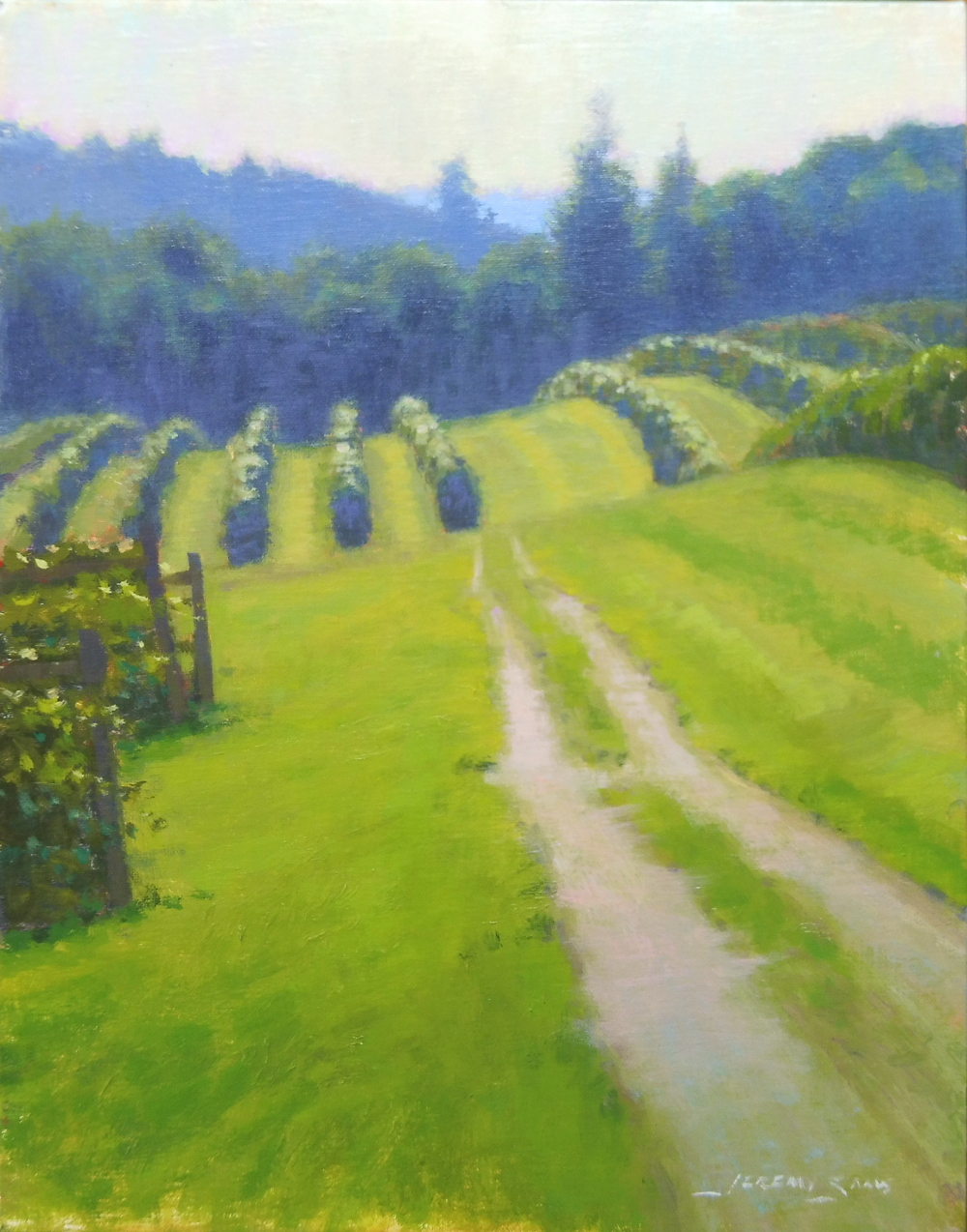 plein air painting of vineyard at Chateau Morrisette by North Carolina artist Jeremy Sams