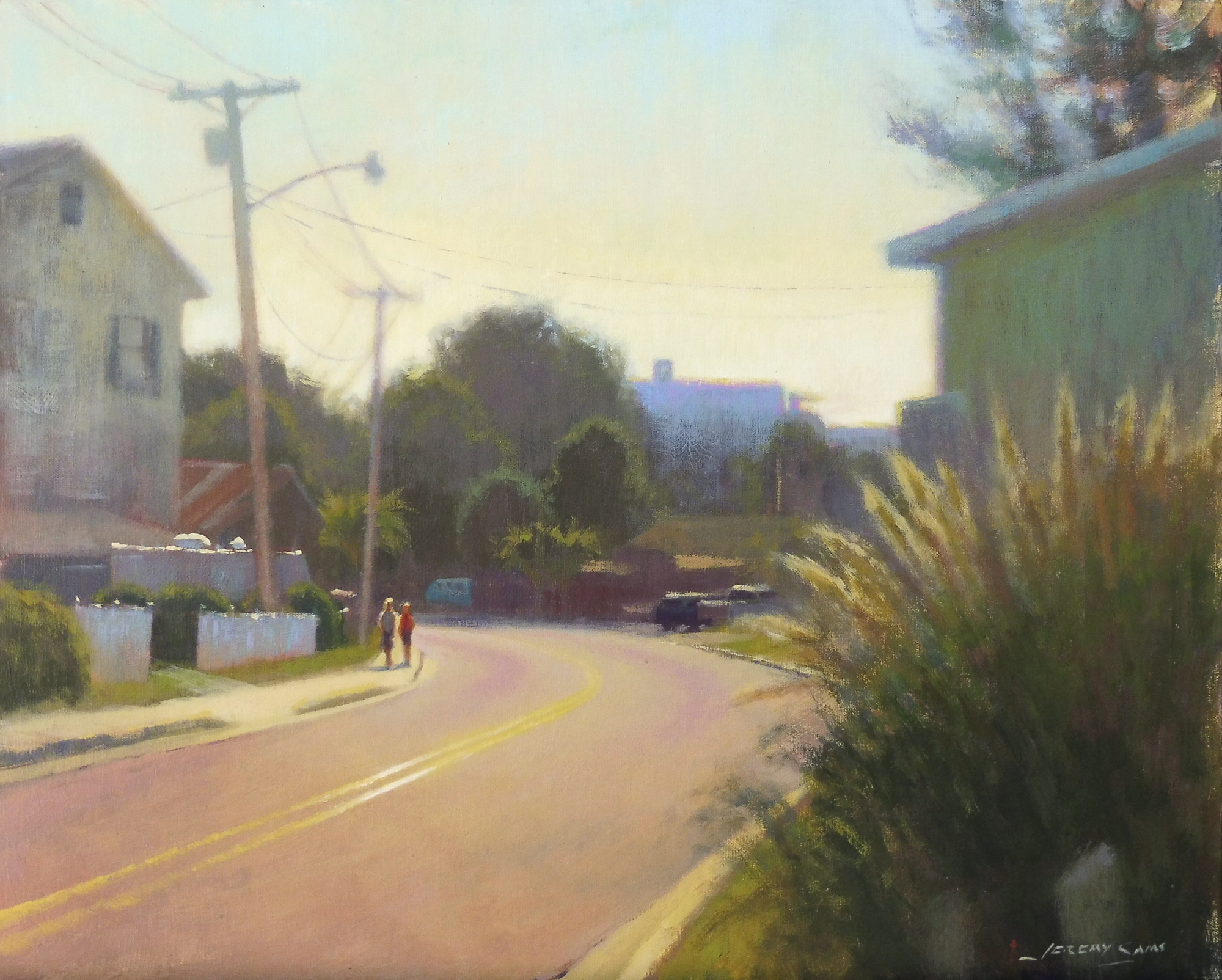 plein air painting of street Solomon's Island Maryland by North Carolina artist Jeremy Sams