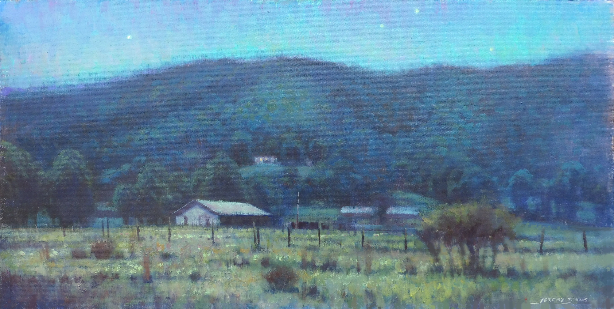 plein air nocturne blue ridge mountains by North Carolina artist Jeremy Sams