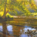 plein air painting of evening on Jackson River by North Carolina artist Jeremy Sams