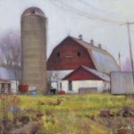 plein air painting of farm cold day by North Carolina artist Jeremy Sams