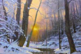 winter landscape sunrise painting byNorth Carolina artist Jeremy Sams