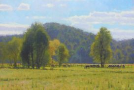 Painting of cows in pasture in Blueridge Mountains