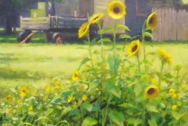 sunflower painting on a farm in North carolina