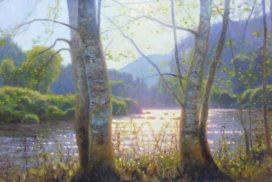 Painting of sparkling water on New River near West Jefferson, North Carolina